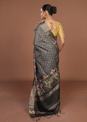 Pink Tussar Silk Saree With Blouse Piece