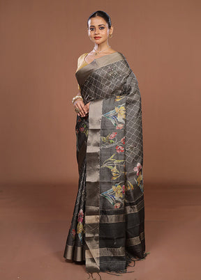 Pink Tussar Silk Saree With Blouse Piece