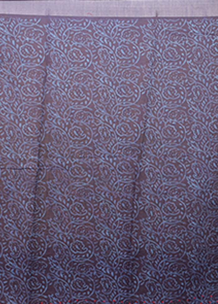 Blue Cotton Saree With Blouse Piece