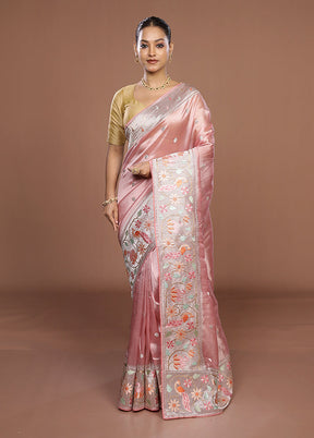Pink Organza Saree With Blouse Piece