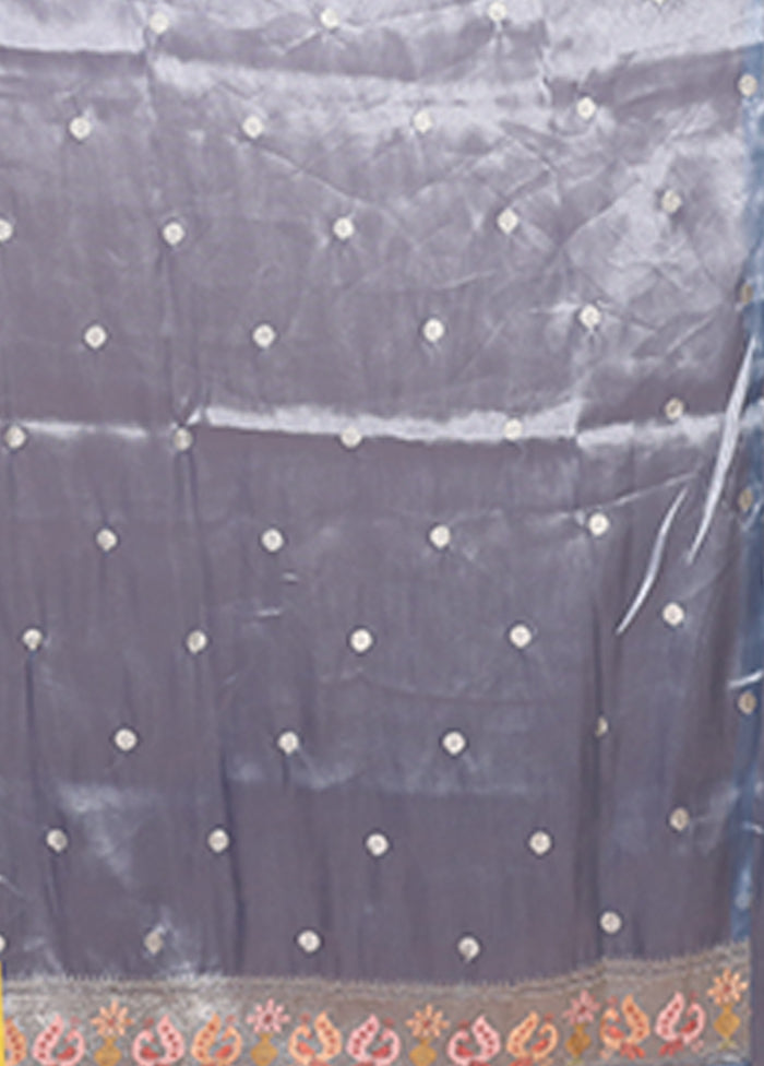 Blue Organza Saree With Blouse Piece