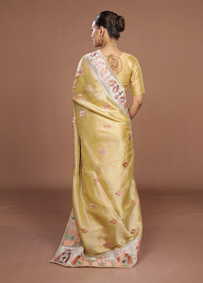 Yellow Organza Saree With Blouse Piece