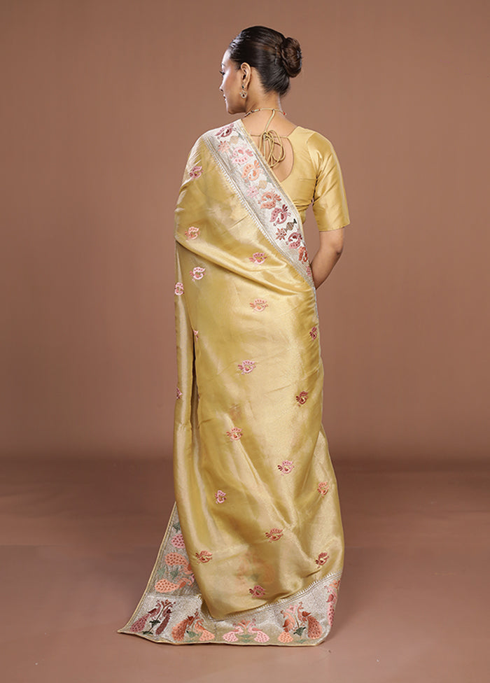 Yellow Organza Saree With Blouse Piece