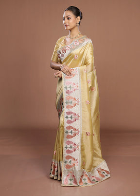 Yellow Organza Saree With Blouse Piece