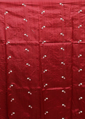 Red Tussar Silk Saree With Blouse Piece