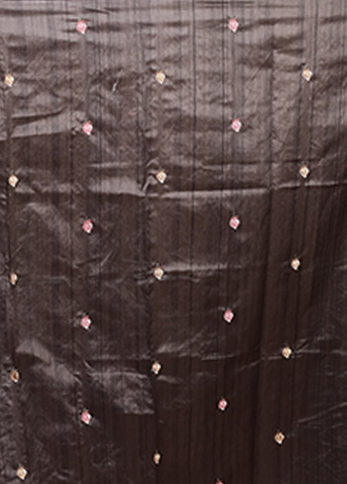Black Tussar Silk Saree With Blouse Piece