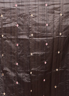 Black Tussar Silk Saree With Blouse Piece