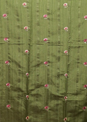 Green Tussar Silk Saree With Blouse Piece