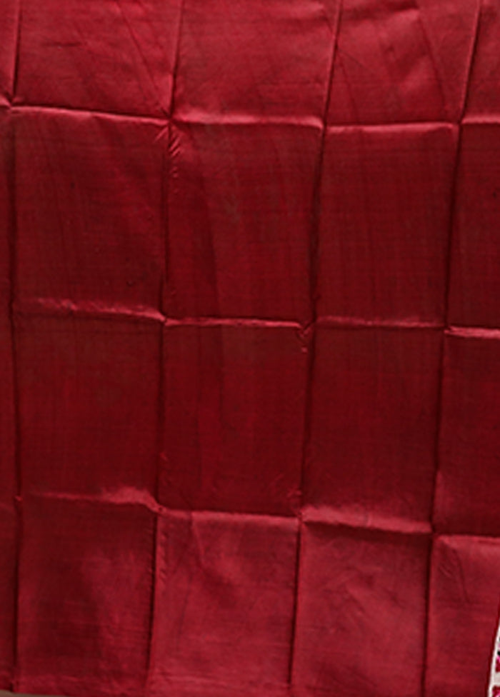 Maroon Printed Pure Silk Saree Without Blouse Piece