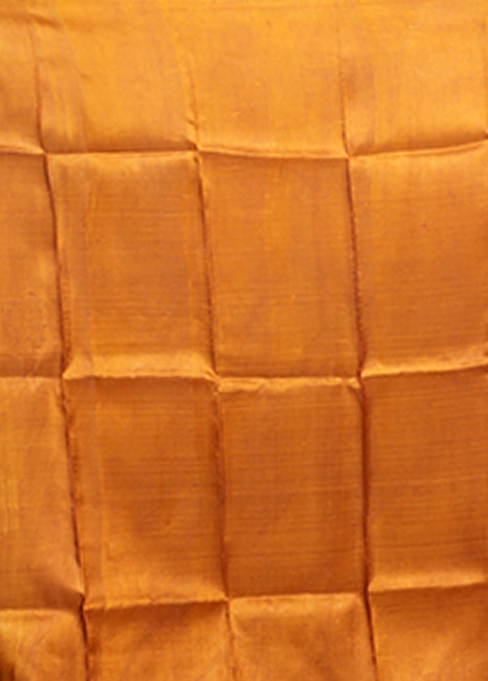 Yellow Printed Pure Silk Saree Without Blouse Piece