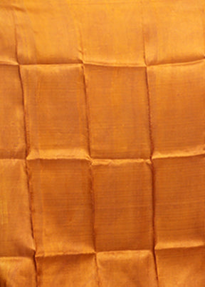 Yellow Printed Pure Silk Saree Without Blouse Piece