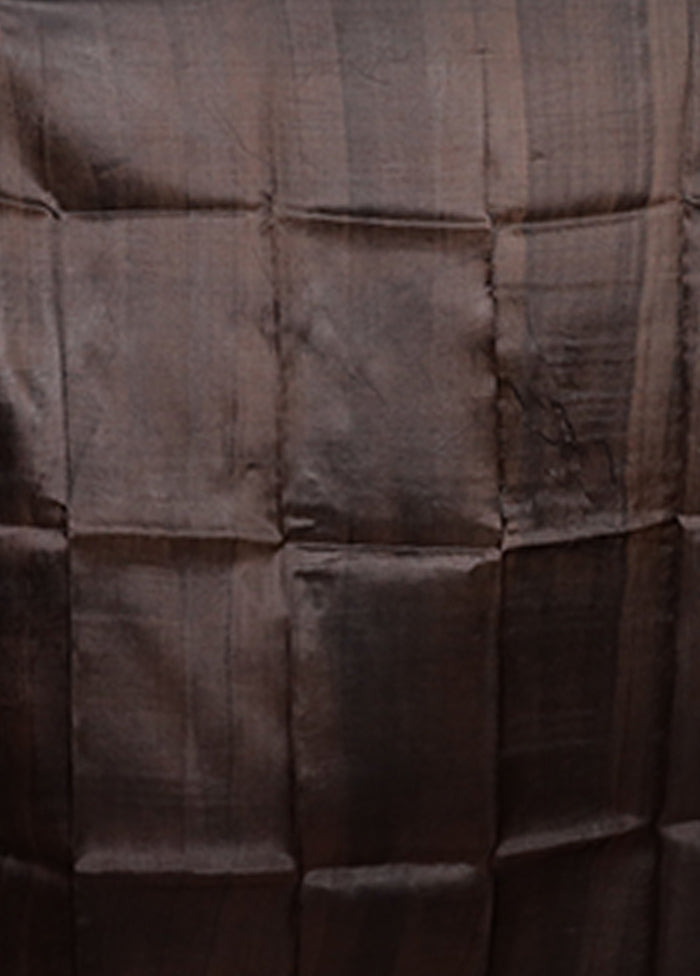 Black Printed Pure Silk Saree Without Blouse Piece