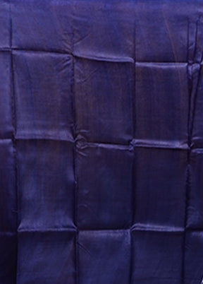 Blue Printed Pure Silk Saree Without Blouse Piece