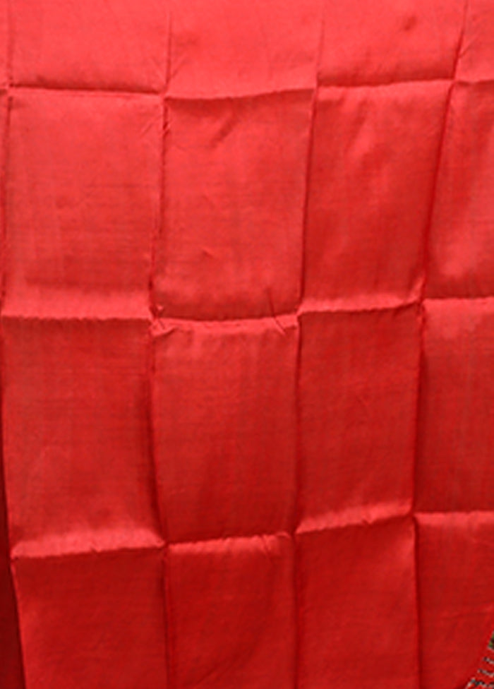 Maroon Printed Pure Silk Saree Without Blouse Piece