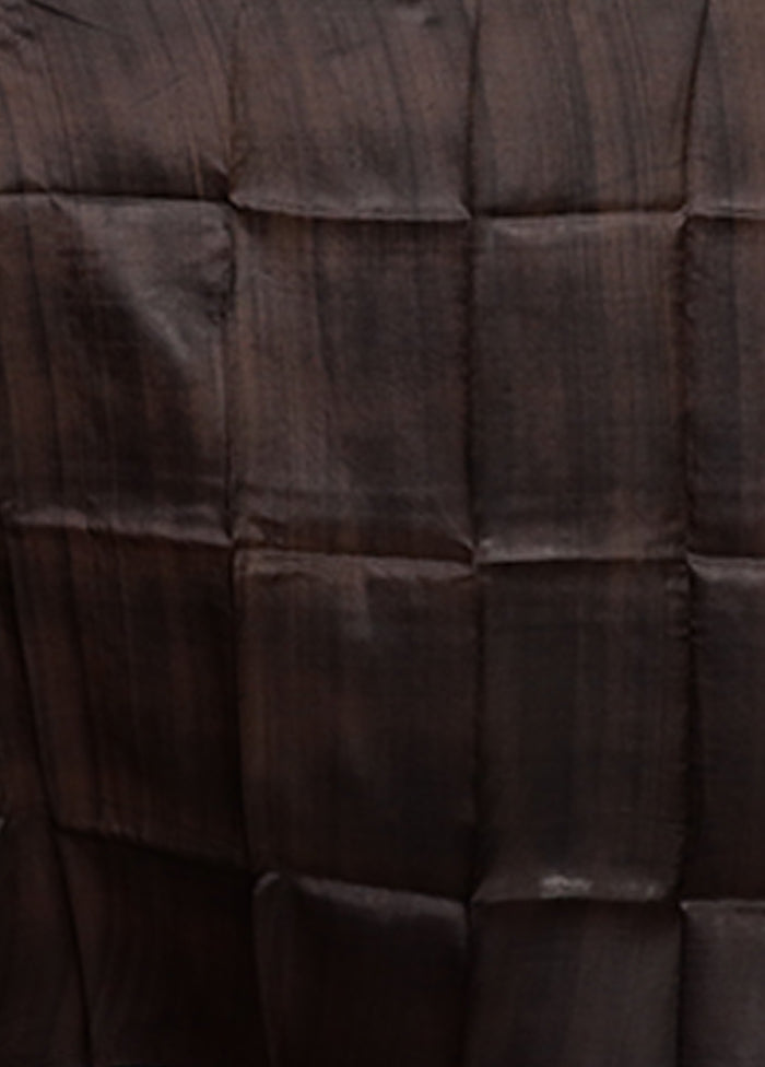 Black Printed Pure Silk Saree Without Blouse Piece