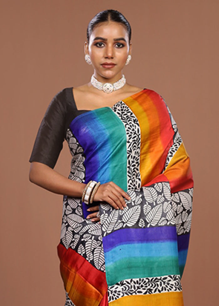 Red Printed Pure Silk Saree Without Blouse Piece