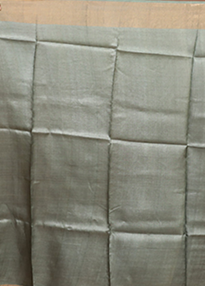 Green Tussar Silk Saree With Blouse Piece