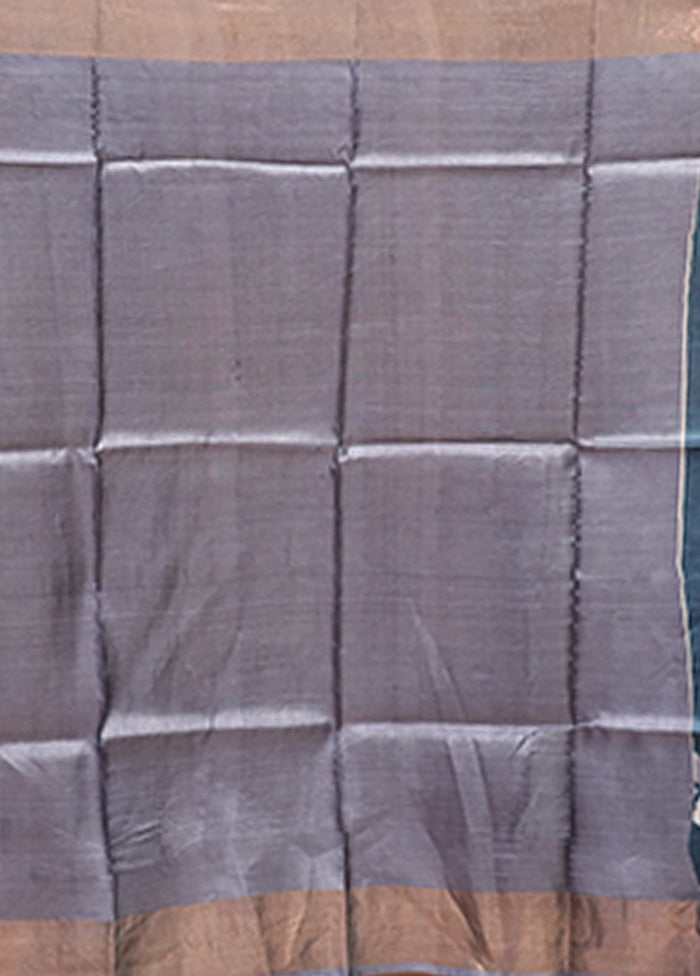 Blue Tussar Silk Saree With Blouse Piece