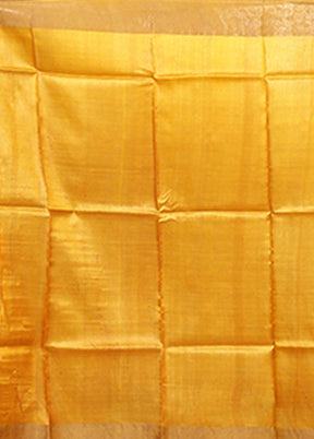 Yellow Tussar Silk Saree With Blouse Piece