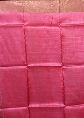 Pink Tussar Silk Saree With Blouse Piece
