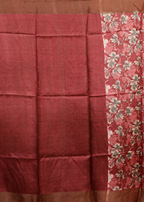 Pink Tussar Silk Saree With Blouse Piece