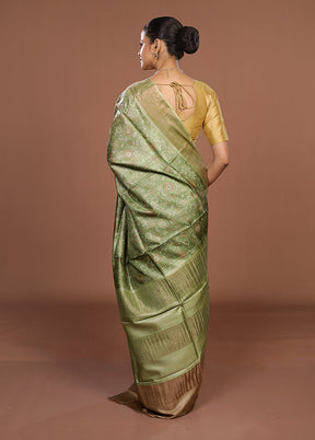 Green Tussar Silk Saree With Blouse Piece