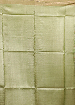 Green Tussar Silk Saree With Blouse Piece