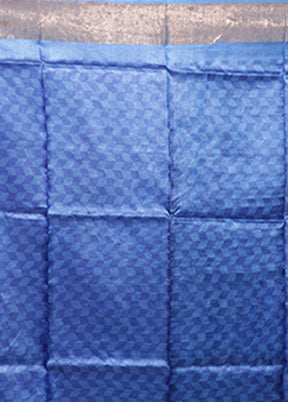 Blue Tussar Silk Saree With Blouse Piece