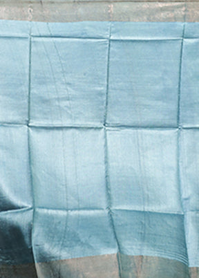 Blue Tussar Silk Saree With Blouse Piece