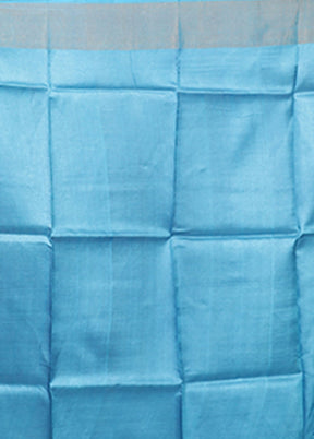 Blue Tussar Silk Saree With Blouse Piece