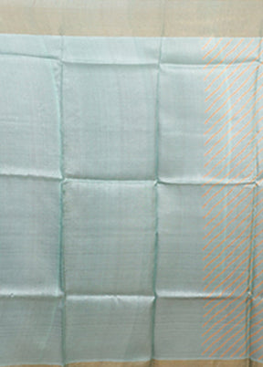 Blue Tussar Silk Saree With Blouse Piece