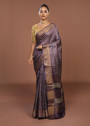 Purple Tussar Silk Saree With Blouse Piece