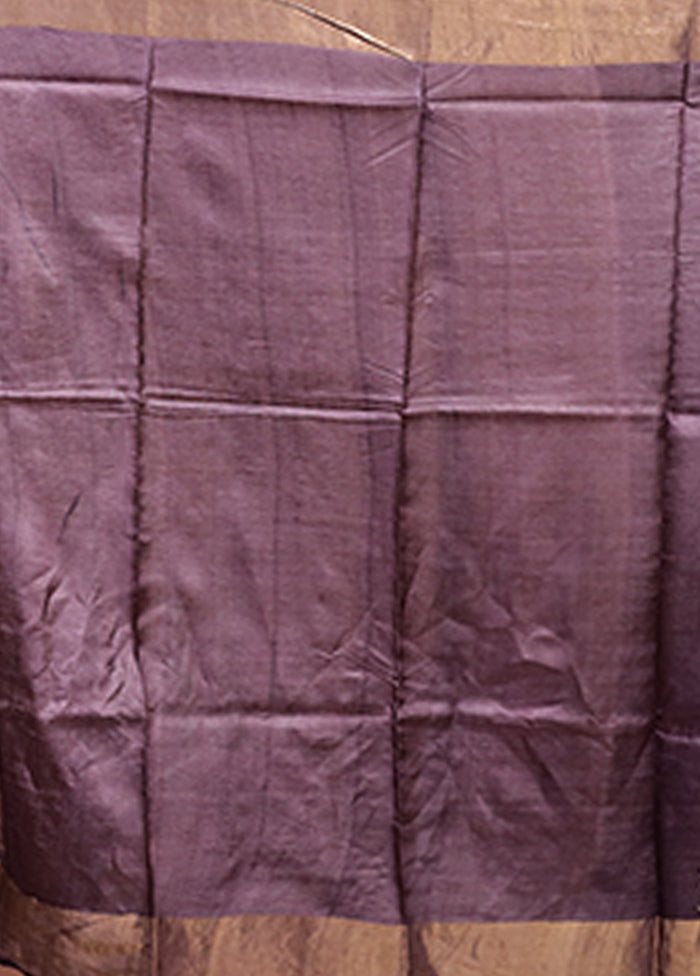 Purple Tussar Silk Saree With Blouse Piece