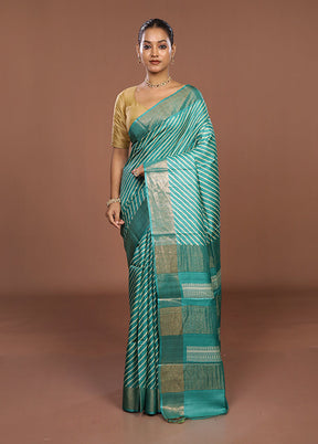 Green Tussar Silk Saree With Blouse Piece