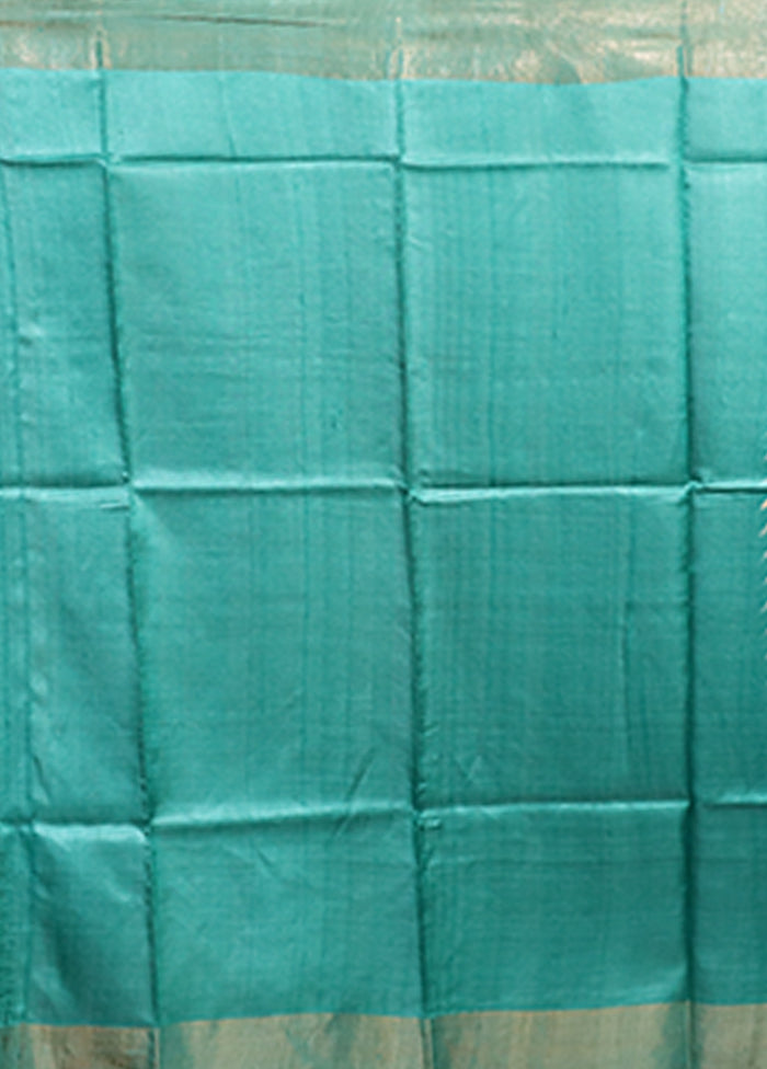 Green Tussar Silk Saree With Blouse Piece