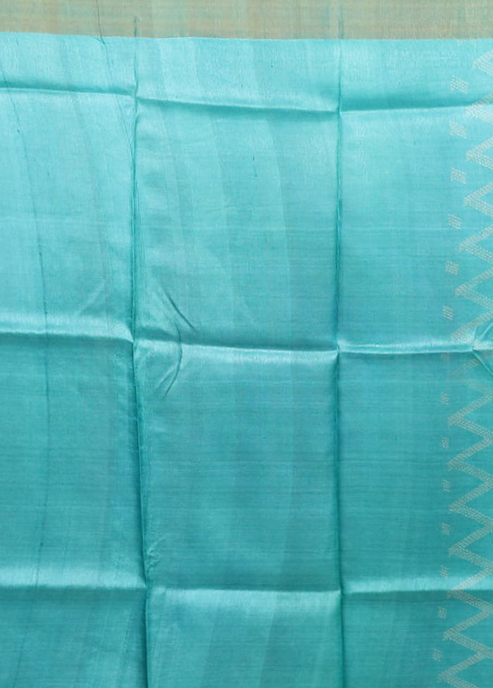 Green Tussar Silk Saree With Blouse Piece