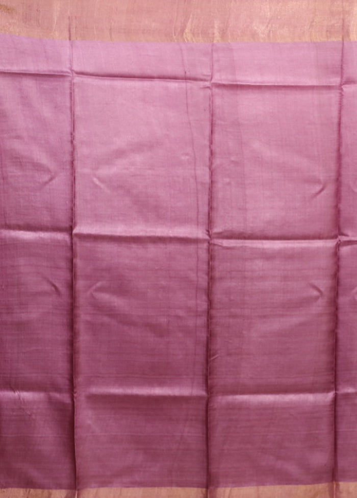 Purple Tussar Silk Saree With Blouse Piece