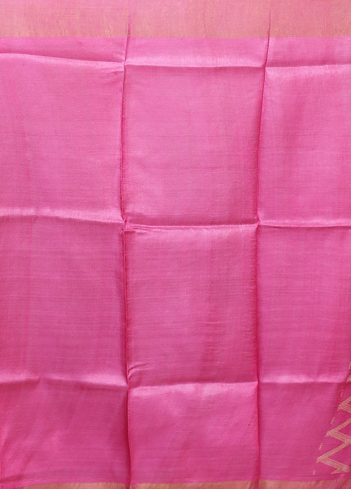 Pink Tussar Silk Saree With Blouse Piece