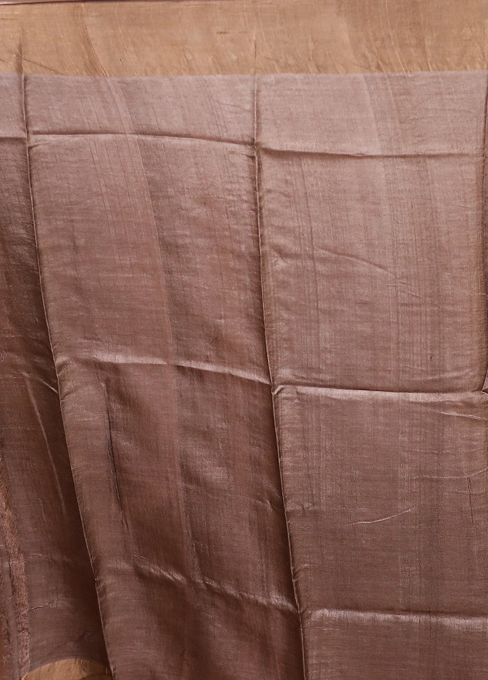 Blue Tussar Silk Saree With Blouse Piece