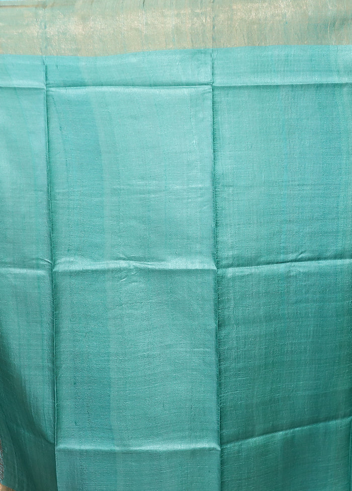 Green Tussar Silk Saree With Blouse Piece