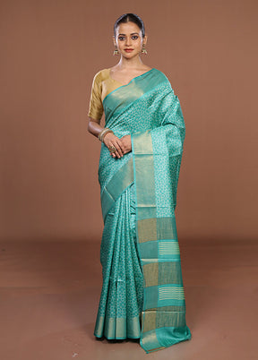 Green Tussar Silk Saree With Blouse Piece