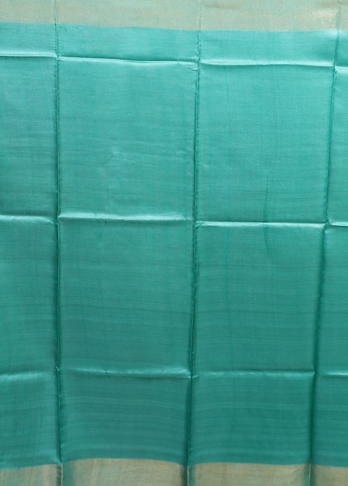Green Tussar Silk Saree With Blouse Piece