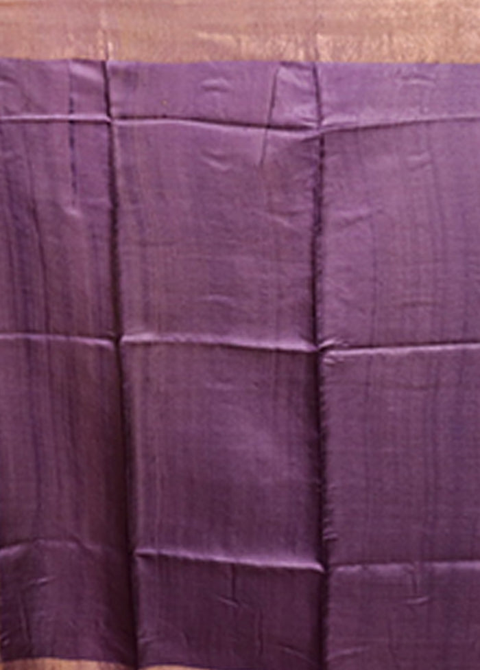 Purple Tussar Silk Saree With Blouse Piece