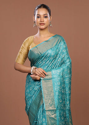 Green Tussar Silk Saree With Blouse Piece