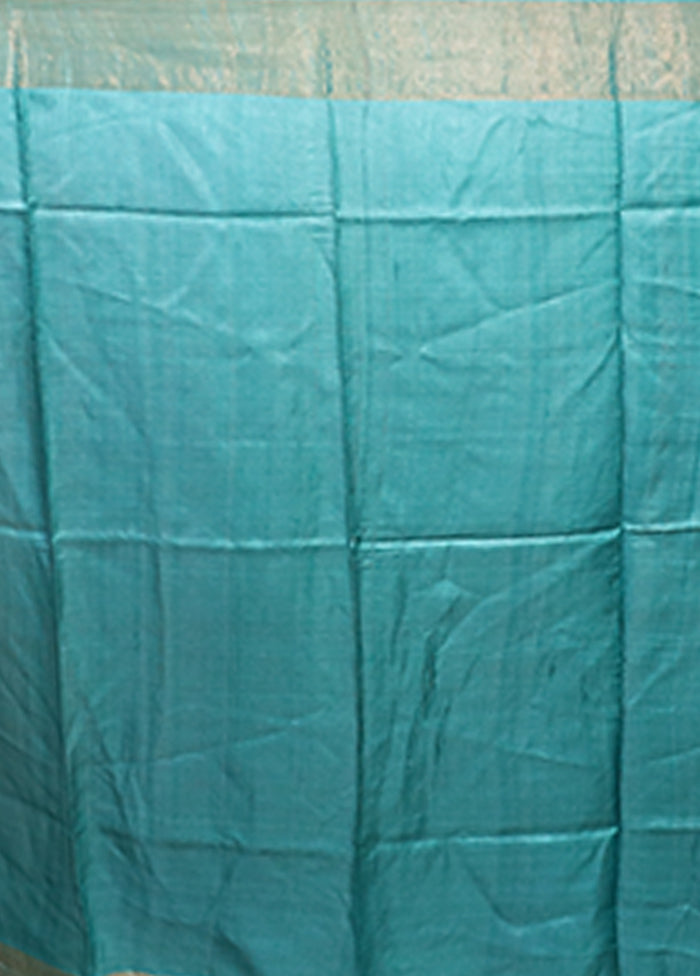 Green Tussar Silk Saree With Blouse Piece