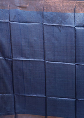 Blue Tussar Silk Saree With Blouse Piece