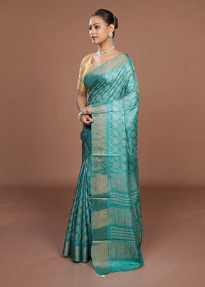 Green Tussar Silk Saree With Blouse Piece