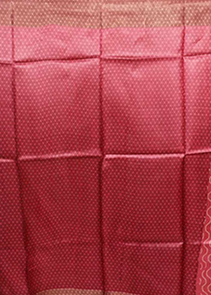 Pink Tussar Silk Saree With Blouse Piece