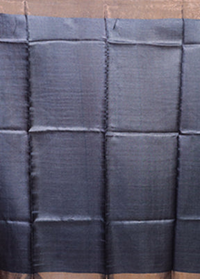 Blue Tussar Silk Saree With Blouse Piece