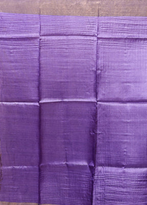 Purple Handloom Tussar Pure Silk Saree With Blouse Piece
